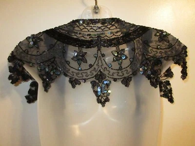 $19.95 • Buy Cocktail Formal Lace Beaded Sequin Shawl Wrap Scarf Black Metallic Multi-Tone A