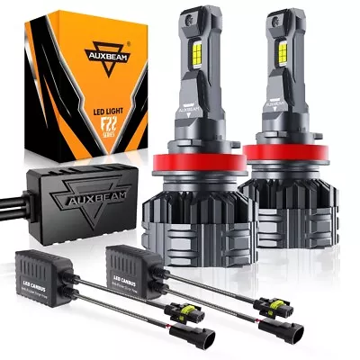 AUXBEAM H11 H9 LED Headlight Bulbs Low Beam+C20 H11 Canbus Decoder Anti-Flicker • $79.99