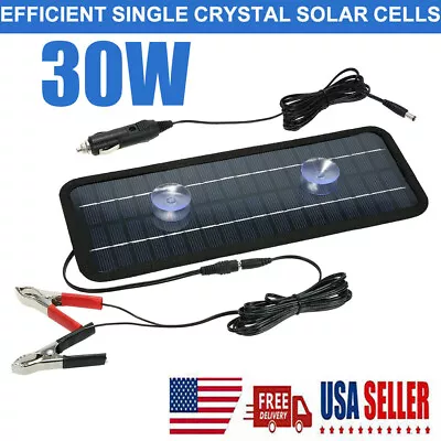 30W Solar Panel 12V Trickle Charger Battery Charger Kit Maintainer Boat Car RV • $12.89