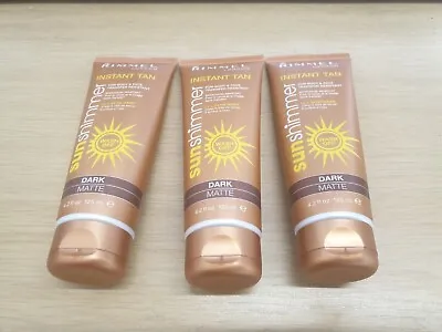 Rimmel London Instant Tan Sun Shimmer  FAKE TAN Dark Matte 125ml X3 JUST £13.69 • £13.69