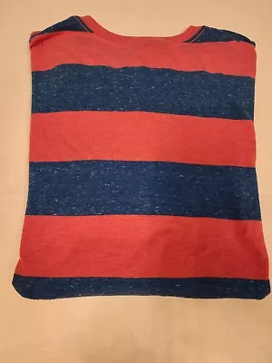No Boundaries Mens Large Striped Tee Shirt V-Neck Blue/Pink • $25