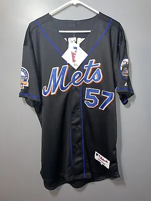 New York Mets Johan Santana AUTHENTIC Alternate Away 2008 Black Jersey Sz 50 NEW • $90