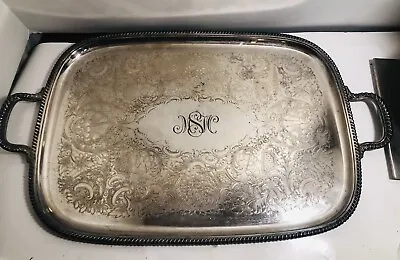 Antique ￼EG Webster And Son  Silverplate Tray 19thC 1800s Large 25 X 15 • $119