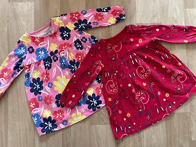 Baby Girl 6-9 Months F&F Set Of 2 Bright Colourful Long Sleeve Dresses • £8