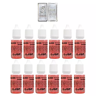 JSP 12 Bottles Of Silver Test Testing Tester Acid Kit 999 Sterling Metal + BAR • $31.49