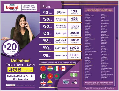 PRE PAID MOBILE PLANS $17 $27 $37 $50 Plan Unlimited Talk+Text +80 Countries • $17