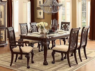 Dark Cherry Finish Formal 7pc Dining Set Table Chairs Elegant Design Furniture • $1875