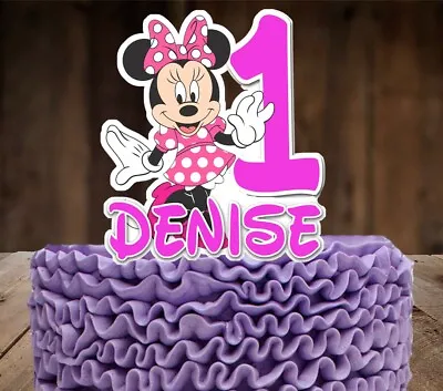 Minnie Mouse Pink Cake Topper Personalized Cake Topper Custom Cake Topper • $10.99