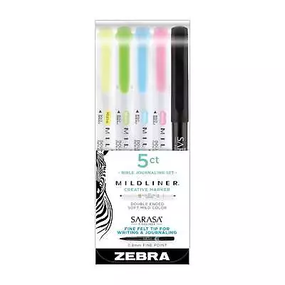 Zebra Mildliner Double Ended Highlighters & Fine Liner 5/Pkg Assorted Colours • $20.89