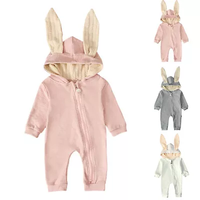 Infant Baby Boys Girls Easter Rabbit Costume Long Sleeve Hooded Romper Jumpsuit • £9.99