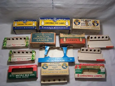 14 Vintage Empty C6 C7 C9 Christmas Light Bulbs Packages Boxes GE Westinghouse • $14.99