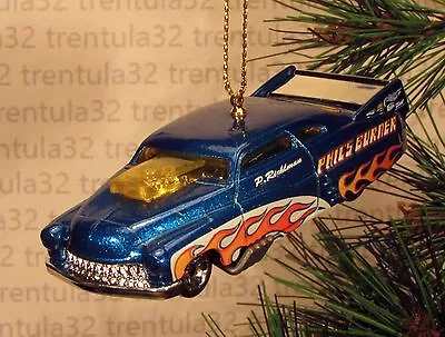 '49 Merc 1949 Mercury Dragster Hot Rod Blue Yellow Christmas Ornament Xmas • $10.99