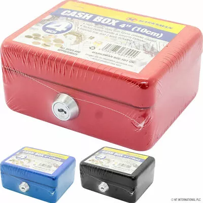 £4.99 • Buy 4  Steel Money Box Safe Petty Home Cash Bank Deposit Cash Box Case Portable New