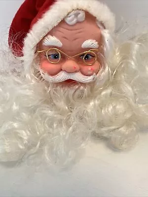 Vintage Santa Claus Face Christmas Ornament Plastic Head Holly Berries 4.5”H X3” • $9