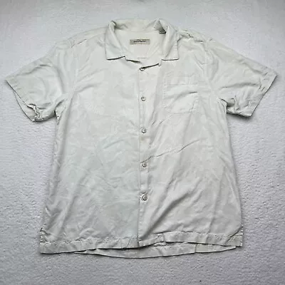 Tommy Bahama Mens Cream 100% Silk Shirt L / XL Button Up Short Sleeve Flaws • $18.86