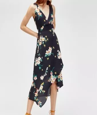 Warehouse Size 8 Black Blossom Floral Midi Dress BNWT RRP £49 • £3.20