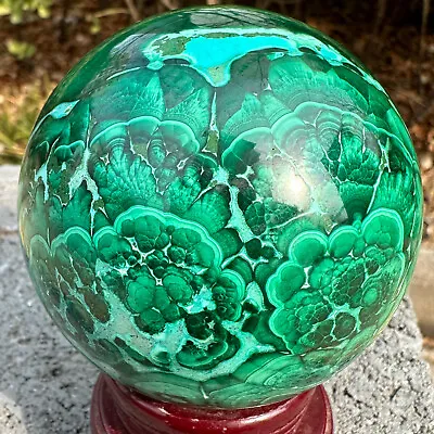 732G Natural Malachite Quartz Sphere Crystal Ball Decoration Collection Gift647 • $282.24