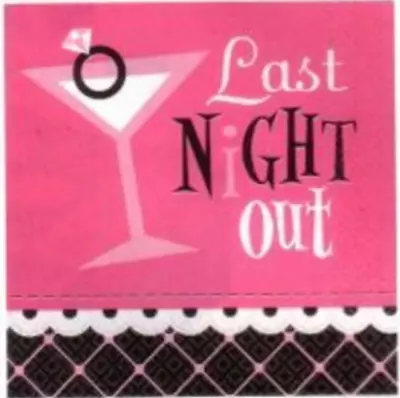 Bachelorette / Hens Night Party Supplies Last Night Out Beverage Napkins (Pk.16) • $7.95