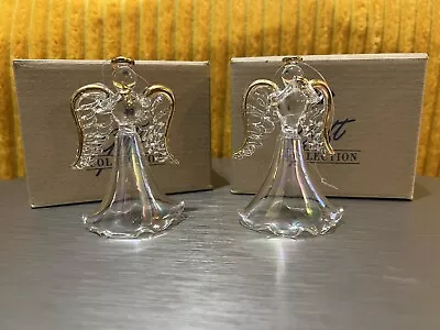 Vintage Avon 1996 Set Of 2 Glass Angel Ornaments  • $13