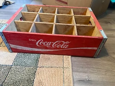 Vintage Enjoy COCA-COLA Wood Divided 12 Bottle Crate Red Coke Wooden Carrier • $6.50