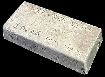 C. 1960's MINING INDUSTRY 10.45 TROY OUNCE POURED 999+ SILVER BAR / INGOT • $450