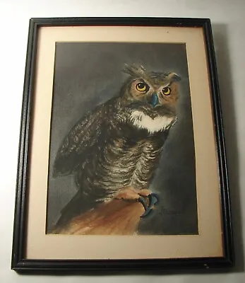 Vintage Matted Framed Betty Stroppel Original Watercolor Painting Owl Signed • $125