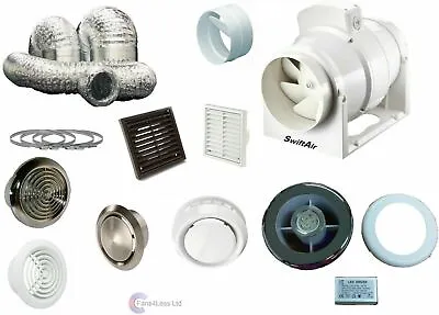 Timer Inline Powerful Extractor Shower Bathroom Fan Light Kit 220 330 530m3/hr • £67.99