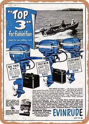 METAL SIGN - 1951 Top 3 For Fishin Fun Evinrude Vintage Ad • $18.66