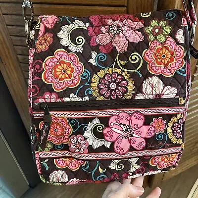 Vera Bradley Mod Floral Pink Tote Shoulder Crossbody Bag Preowned • $10
