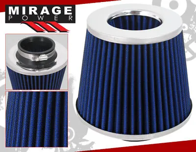 4  102mm Inlet Dry Cone Cold Short Ram Air Intake Filter Blue Silver For Nissan • $19.99