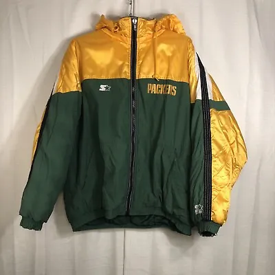 Vintage Green Bay Packers Starter Jacket Men's L/XL Full Zip Puffer Nylon • $30