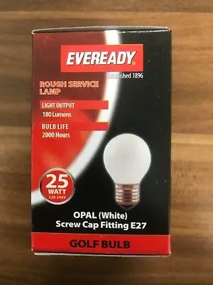 10 X Eveready 25W ES E27 OPAL Golf Light Bulbs • £6.99