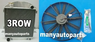 3 Row Aluminum Radiator + FAN For Ford Model T Bucket Chevy Engine 1924-1927 26 • $167