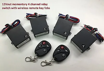 12v 4 Channels MOMENTARY Relay Remote Control Switch Wireless Key Fob RM400 • $42