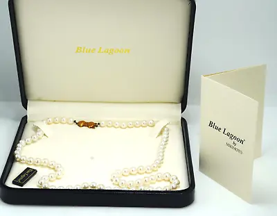 Mikimoto Blue Lagoon 6mm Pearl Necklace 14k Gold Clasp 22  With Box • $1260