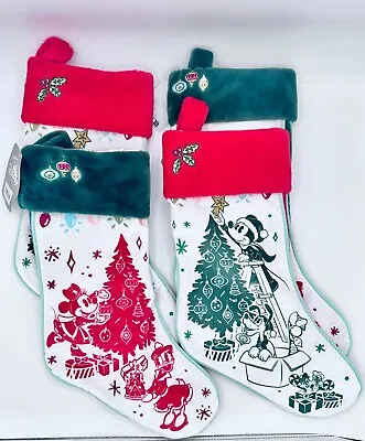 Set Of 4 Disney Mickey Minnie Mouse Friends Holiday Christmas Stockings New Tags • $54.95