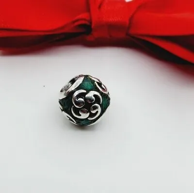 $36 • Buy Pandora Sterling Teal Green Zen Enamel Charm Bead ALE 925 #790491EN08 Authentic
