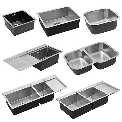 Undermount/Inset Kitchen Sink W/ Drainer Fittings Single/Double Bowl Campervan • £38.95