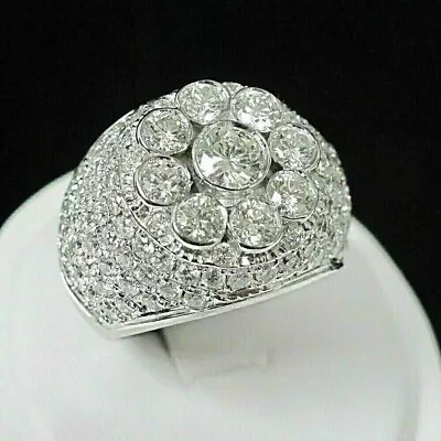 Men's 4 Ct Round Cut Moissanite Cluster Pinky Ring 14K White Gold Plated • $135.74