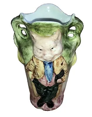 Antique VTG Majolica 8171 Art Nouveau Detective Standing Pig Vase Rare 5.5” • $74.99