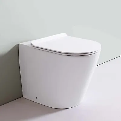 Rimless Back To Wall BTW Toilet Pan Soft Close Seat Concealed Cistern Dual Flush • £139.99