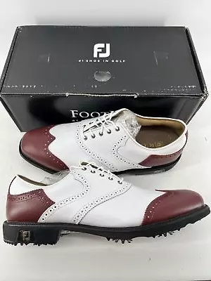 Footjoy Myjoys Premiere Icon Shield Tip Golf Shoes Custom White Red 12 Medium • $229.99