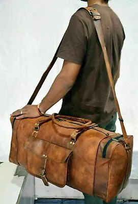 $43.61 • Buy Men's Large Hi-Quality Vintage Leather Duffel Brown Travel Weekend Sport Gym Bag