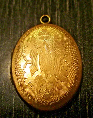 Antique Victorian Estate Gold Filled Photo Floral Locket Pendant Monogramed • $75