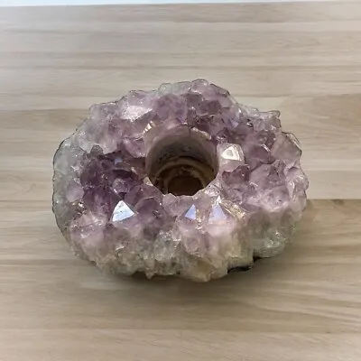 Amethyst Crystal Tea Light Candle Holder 6in • $39.88