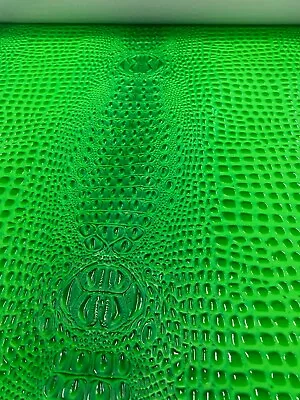  NEON GREEN Swamp 3D Crocodile Embossed Leather Faux Vinyl Upholstery Purses… • $29.99