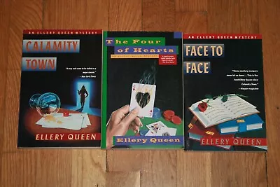 Lot 3 Ellery Queen Books Four Of Hearts Calamity Town Face To Face Mystery • $12.99