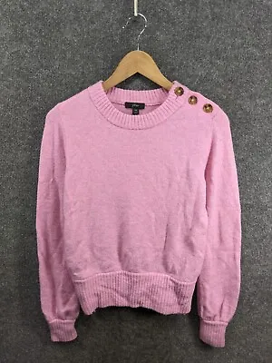 J.Crew Button Detain Crewneck Pullover Pink Sweater Sz Xs Womens • $12