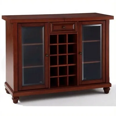 Pemberly Row Sliding Top Home Bar Cabinet In Vintage Mahogany • $531.99