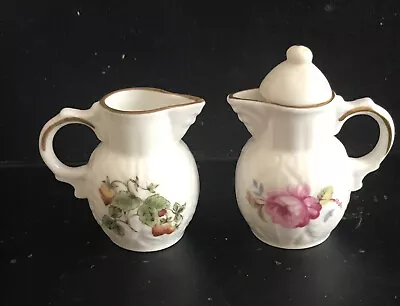 Coalport Bone China Miniature Caughley Strawberry  & Flower Jugs-4.5 Cm High • £4.99